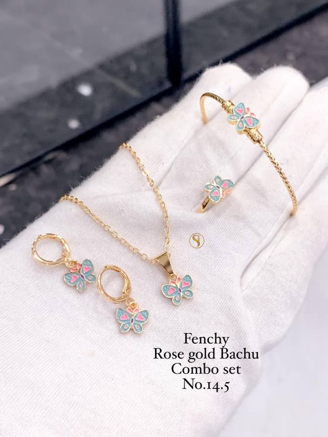 Fancy Designer Kids Wear Rose Gold Bachu Combo Set 
